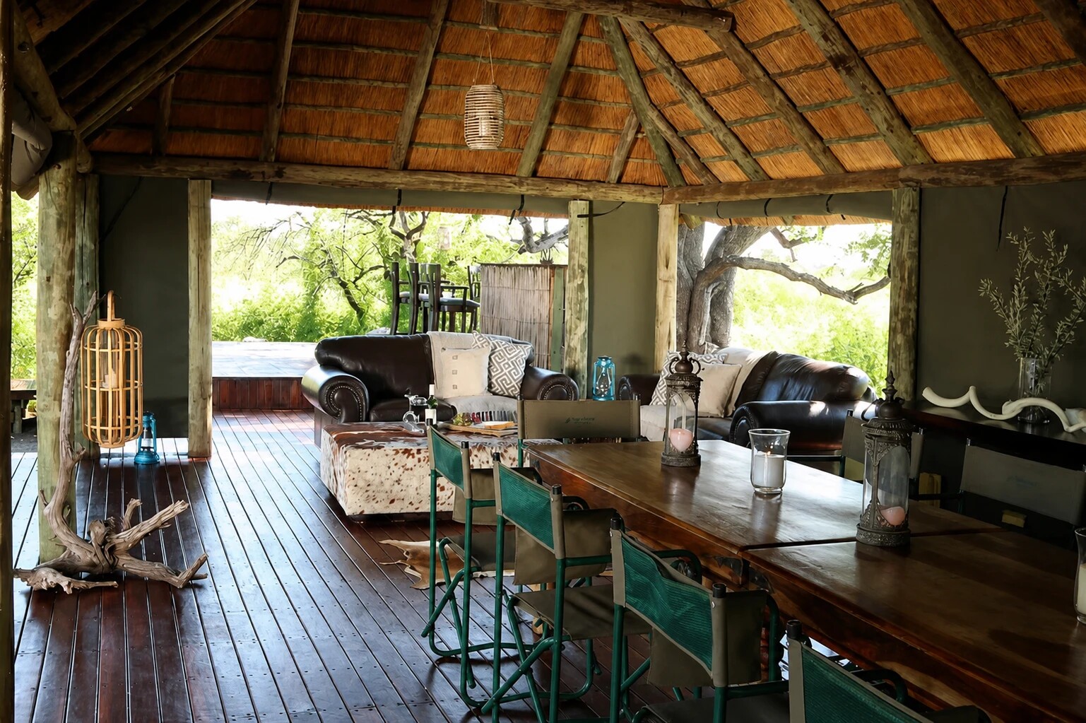 Open-air bar prepared for private Hunter Troopers guests in Botswana
