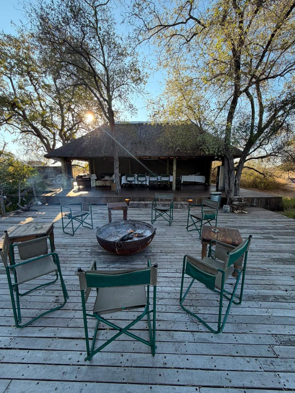 Open-air firepit at the Botswana safari camp
