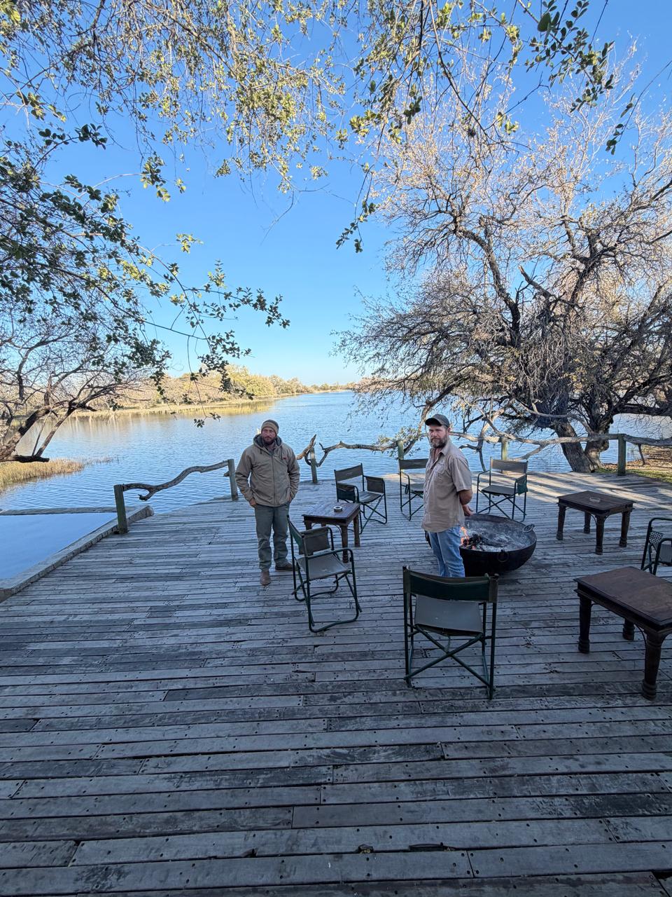 A fireside evening at the Botswana safari camp
