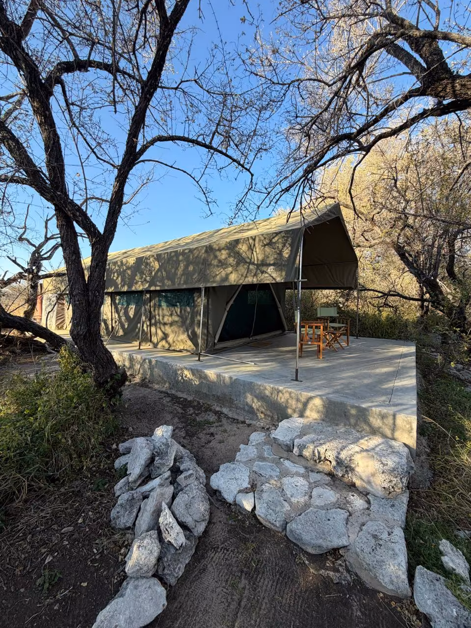 Private tented accommodation in the Botswana bush