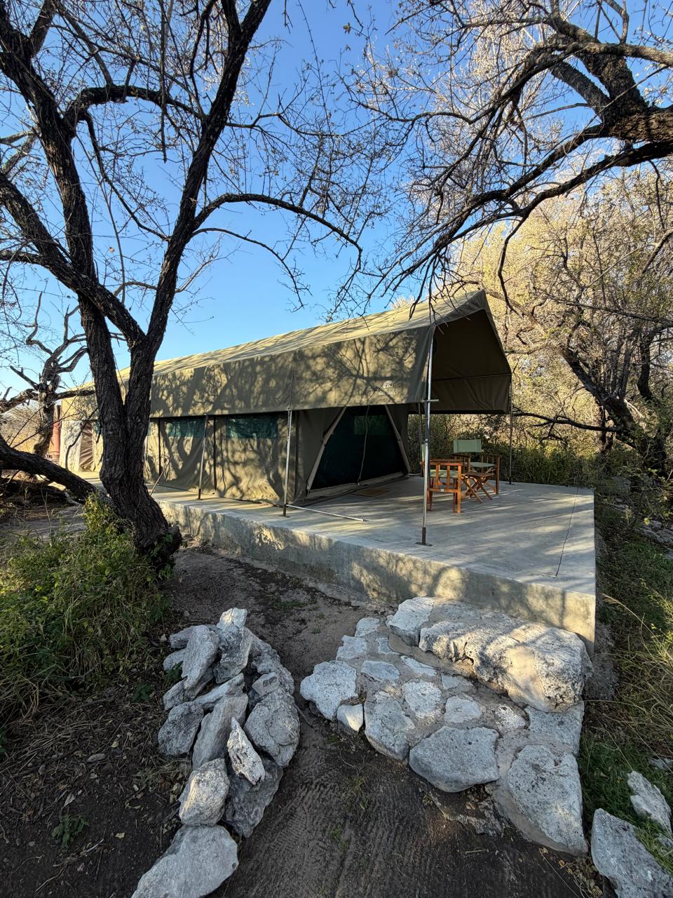 Private tented accommodation in the Botswana bush
