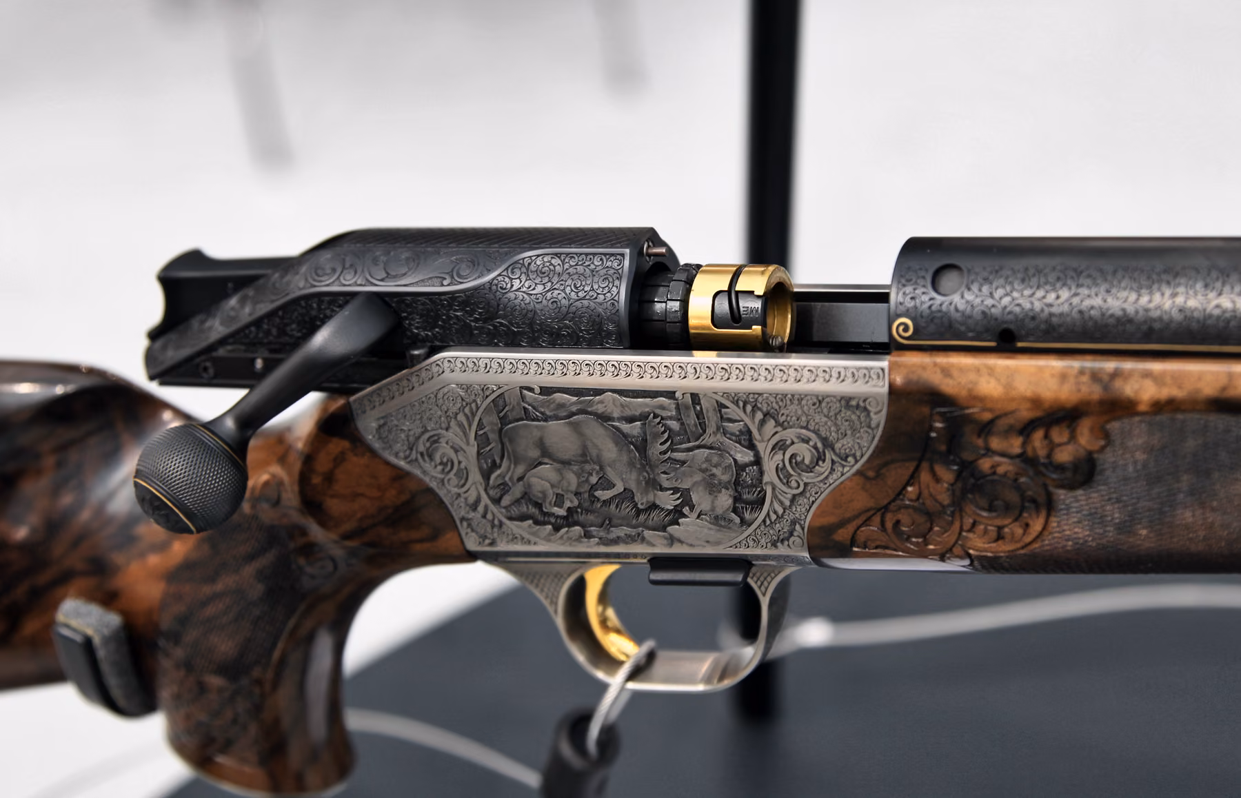 Engraved Blaser R8 straight-pull hunting rifles