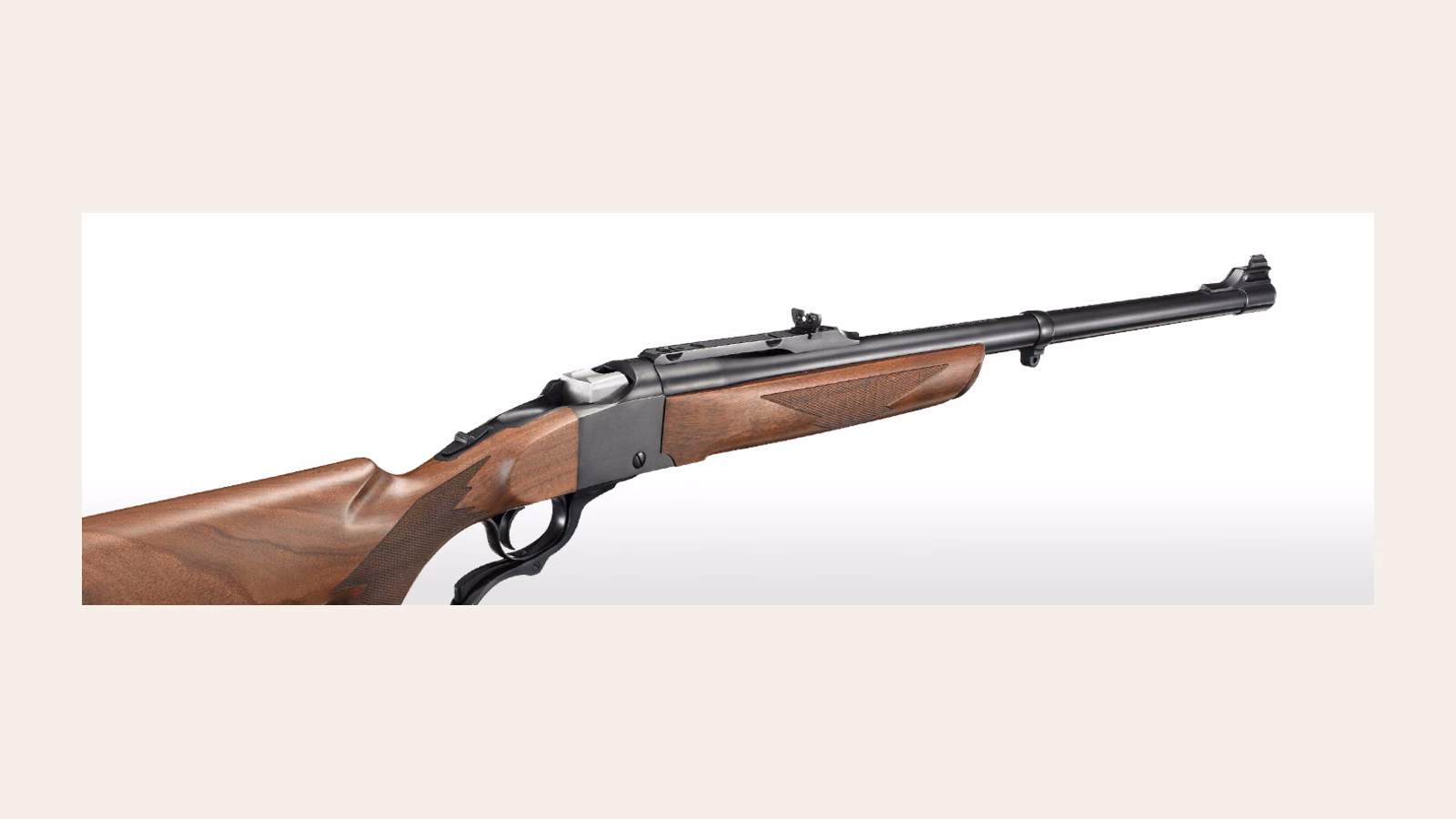Ruger No. 1 falling-block walnut rifle in side profile