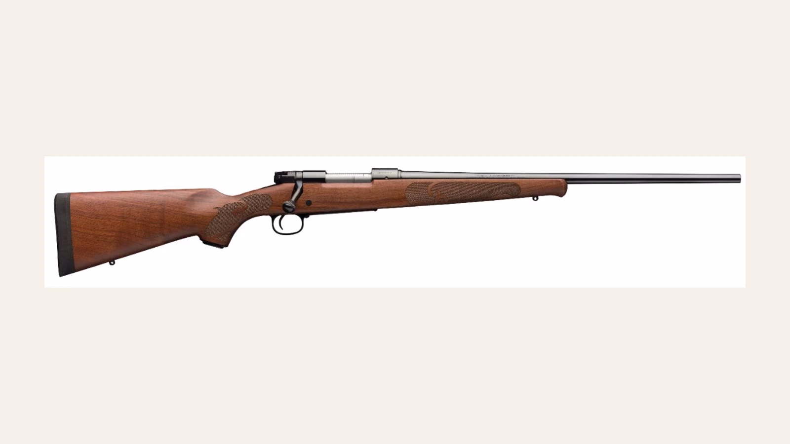 Winchester Model 70 Featherweight walnut hunting rifle in side profile